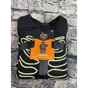 Hyde & Eek Toddler 2T Glow In The Dark Skeleton 2-Pc PJ Bodysuit Hat